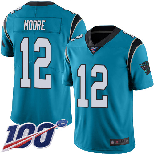 Carolina Panthers Limited Blue Youth DJ Moore Jersey NFL Football #12 100th Season Rush Vapor Untouchable